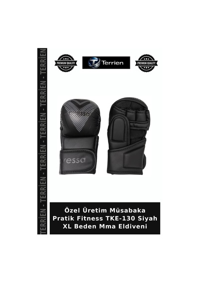 Özel Üretim Müsabaka Pratik Fitness Tke-130 Siyah Xl Beden Mma Eldiveni