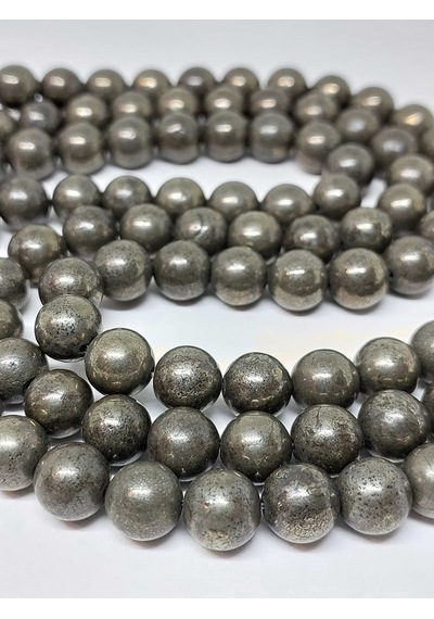 Yasamtohumu Pirit Taşı Dizi 10 MM Kolye Altın