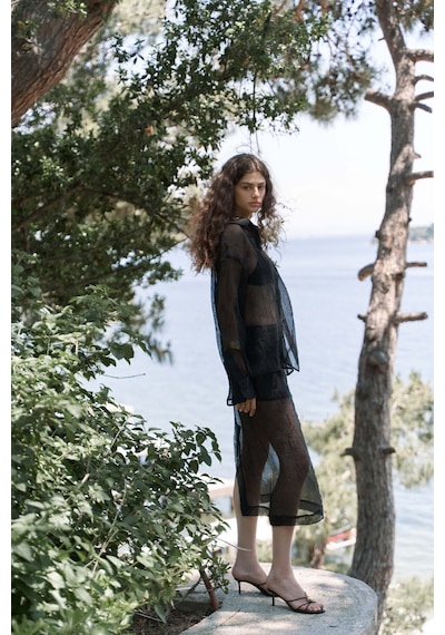 Mai Collection Mai Studios Co. Sorcha Siyah Transparan Gömlek Etek Takım Siyah