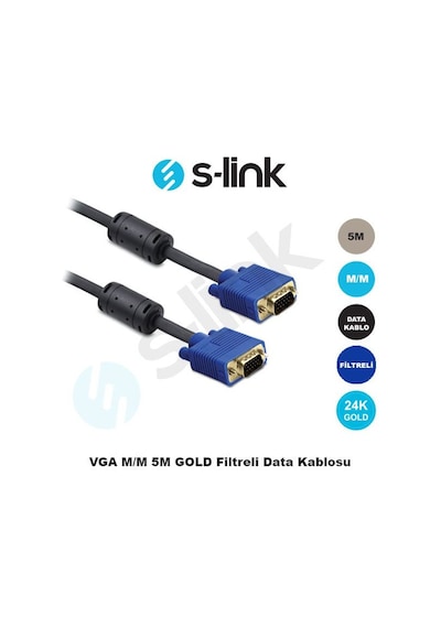 5M Erkek Erkek Vga Altın Uçlu Görüntü Kablosu