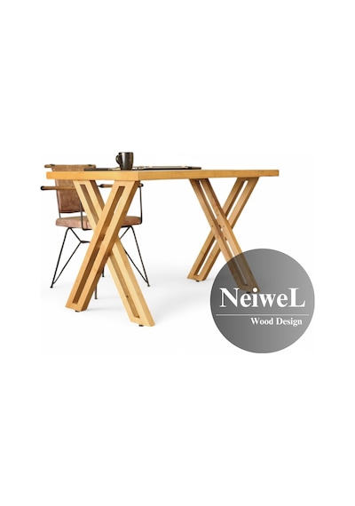 Neiwel Riva Doğal Ahşap Çalışma Ve Ofis Masası-70cm-100cm Açık Ceviz