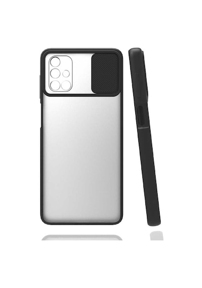Kilifone - Samsung Uyumlu Galaxy M51 - Kılıf Slayt Sürgülü Arkası Buzlu Lensi Kapak - Siyah