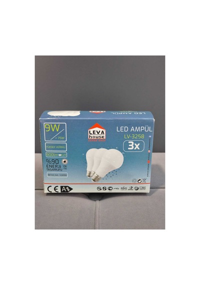 3lü Led Ampul 9 Watt Beyaz Işık E27 Duy Uyumlu Tasarruflu 3lü Led Ampul Ev Ofis Tavan Aydınlatma