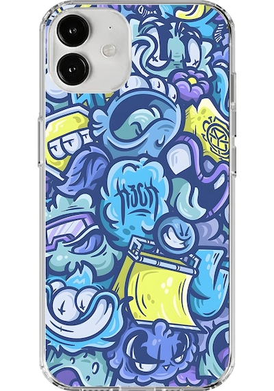 Apple Uyumlu iPhone 12 Mini Şeffaf Kılıf Graffiti 9 Tasarımlı
