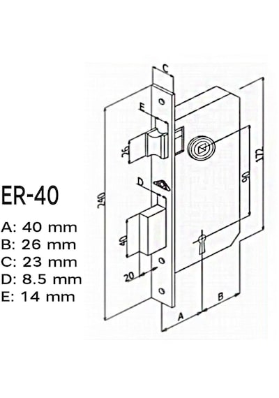Kumru Nikel Saten Oda Kapı Kolu + Hok Er-40 Ekstra Gömme Kilit İç Kapı Oda Kilidi Rulmanlı Köşeli 40 Mm Takım
