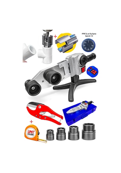 1500w Büyük Boy Metal Gövde Turbo Çift Residans Pprc Plastik Boru Kaynak Makinesi Diş Açma Takım