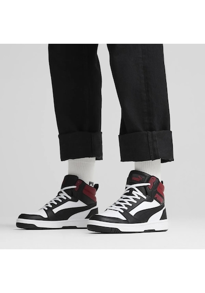 Puma Rebound V6 392326-24 Siyah Beyaz Kırmızı Beyaz