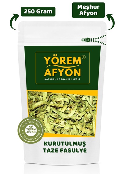 Yörem Afyon Meşhur Afyonkarahisar Yeni Sezon Gölgede Kurutulmuş Hakiki Kılçıksız Taze Fasulye Kurusu 250gr.