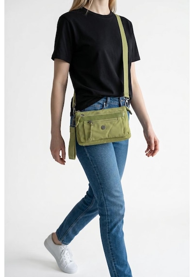 Baginn Paraşüt Kumaş Mini Çapraz Askılı Kadın Telefon Çantası Yağmur Geçirmez El Askılı Çanta 20 12 Cm Yeşil
