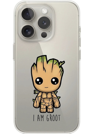 Apple Uyumlu iPhone 12 Pro Max Şeffaf Kılıf Chibi Babygroot 1 Tasarımlı