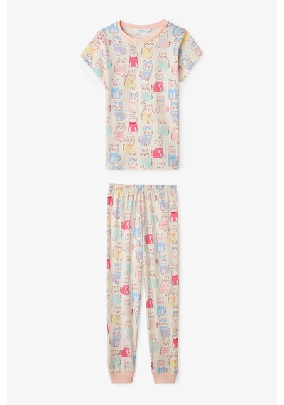 Penti  Ekru Kız Çocuk Fast Cat Pamuklu 2'li Pijama Takımı
