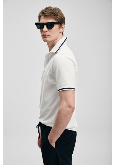 Lufian Grom Erkek Polo Yaka T-shirt 111040232 Ekru