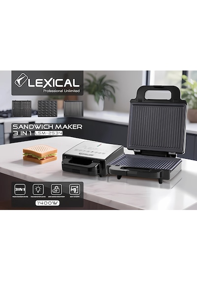 Lexical LSM-2534 1400 W 3'ü 1 Arada Granit Kaplama Tost & Waffle Makinesi