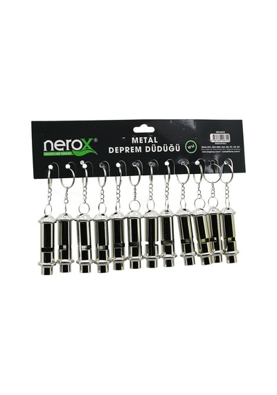 Nerox Nrx-0670 Metal Deprem Düdüğü Anahtarlık- 12'li Paket Çok Renkli
