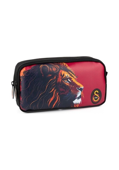 Galatasaray Lisanslı Aslan Figürlü Kırmızı  Suni Deri Kalemlik Renkli