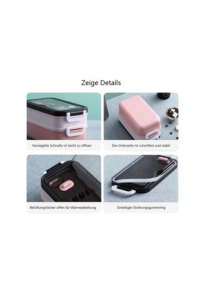 Paslanmaz Çelik Yemek Tası Isı Yalıtımlı 3 Katlı Yemek Termosu Ofis Kamp Lunchbox Pembe - 858263192 Pembe