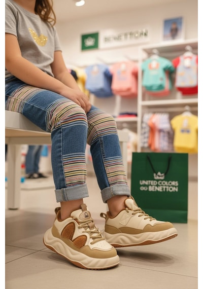 United Colors Of Benetton Bej Bağcıklı Hafif Esnek Unisex Çocuk Spor Ayakkabı Bn-12056 P