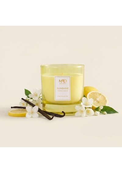 Mad Sunshine 200 Gr Kokulu Cam Mum Limon, Yasemin Ve Misk İle Ferah Ve Pozitif Bir Atmosfer 50 x 22