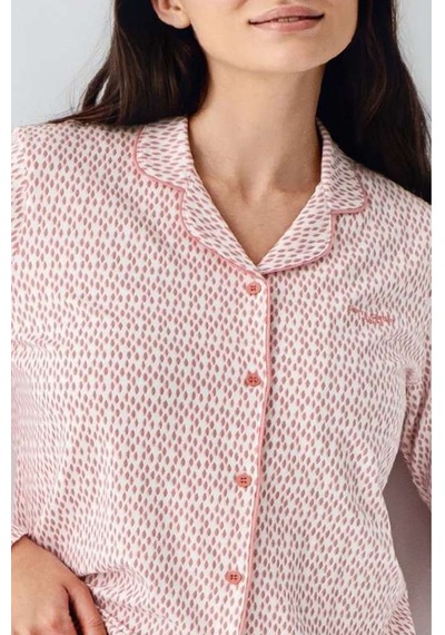 Pierre Cardin 9081 Kadın Uzun Kollu Gömlek Pijama Takımı-pembe Pembe