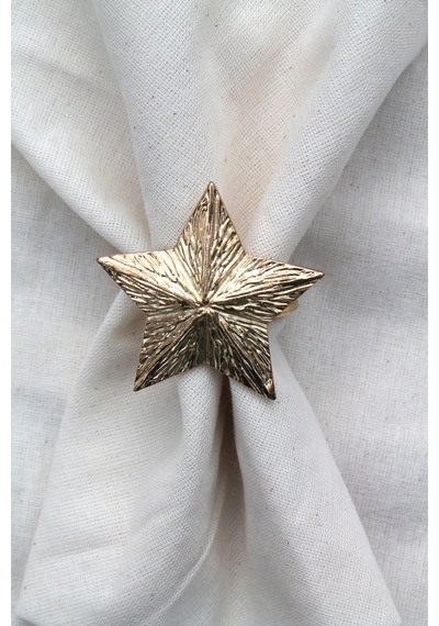 6 Adet Dekoratif Gold Star Nova Peçete Halkası - Napkin Ring
