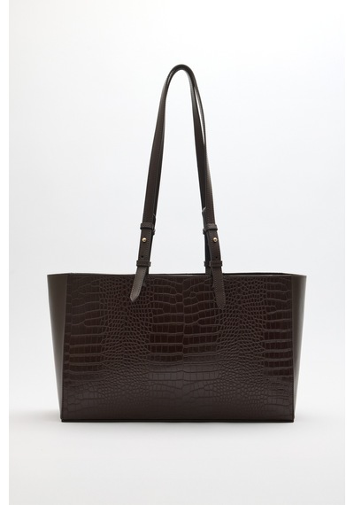 Lutvelizade Çanta 2601 Croc Kumaş Shopper Acı Kahve Croc Kadın Çanta
