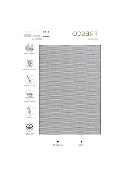 50x80 Cm Ekru Lacivet Jüt Halı, Yıkanabilir Ve İskandinav Tarzı