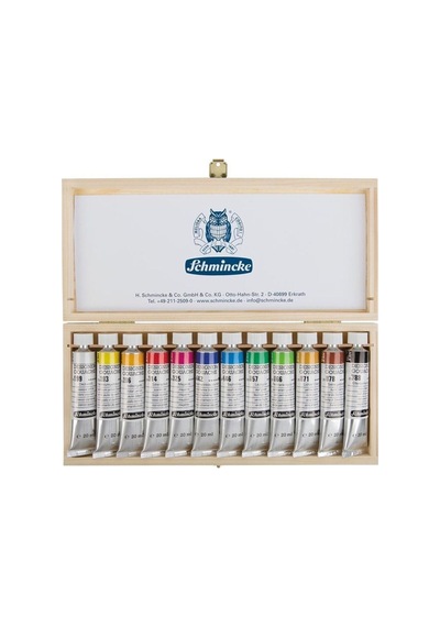Schmincke : Hks Designers' Gouache Guaj Boya Seti 12 Renk X 20 Ml Tüp Ahşap Kutu