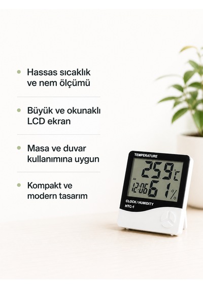 Wetto Dijital Termometre & Nem Ölçer Lcd Ekranlı