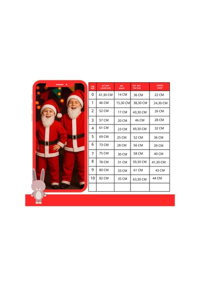 Parti Selesi Erkek Çocuk Noel Baba Kıyafeti Yılbaşı Kırmızı