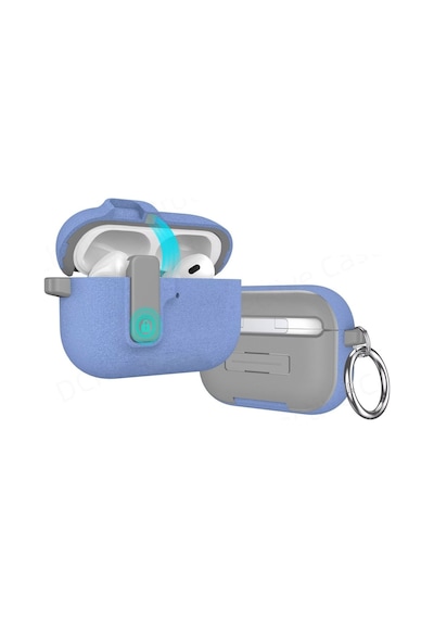 Apple Airpods Pro 3. Nesil İle Uyumlu Kılıf Standlı Kilitli Tpu Premium Matte Trip Case Açık Mavi