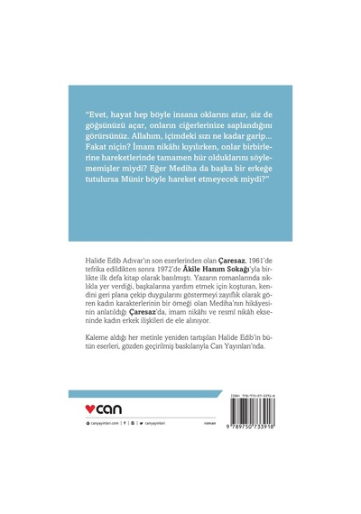 Çaresaz - Halide Edib Adıvar  - Can Yayınları