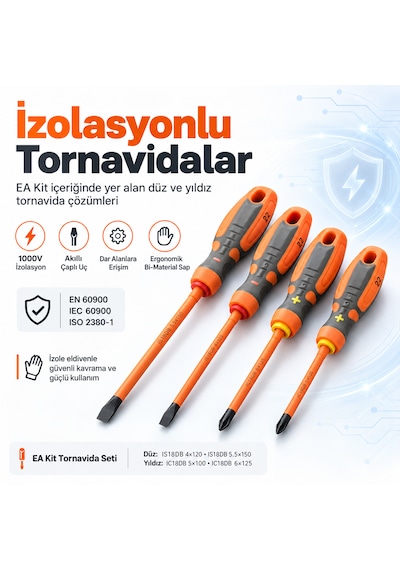 Elektrikli & Hibrit Araç Servisleri İçin 21 Parça 1000v İzolasyonlu El Aleti Seti
