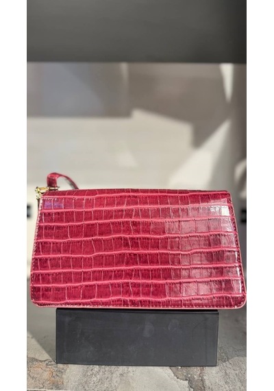 Lovelystore Kroko Desenli 3 Gözlü Günlük Kadın Mini El & Omuz Çantası 24x12 Bordo