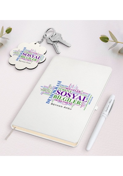 Kişiye Özel Sosyal Bilgiler Öğretmeni Beyaz Defter Kalem Ve Anaht N11.15894