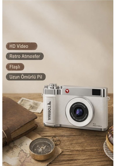 Torima CMR50 Mini Dijital Retro Kamera 48 MP Selfie Video Vlog Kamerası