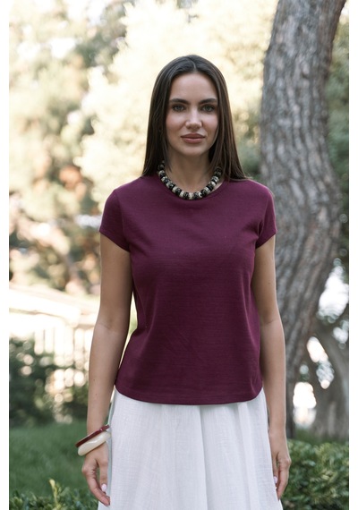 Bohemai Suva Kısa Kol Bordo T-shirt Bordo
