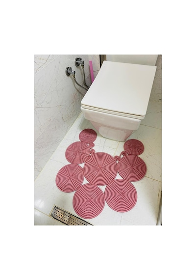 Jüt, Hasır, Paspas, Banyo Paspası, Klozet Önü Paspası, Klozet Paspas, Çift Taraflı Pembe Pembe
