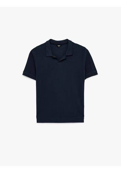 Koton Regular Fit Kısa Kollu Pamuklu Fitilli Polo Yaka Tişört Lacivert 6sam10069mk