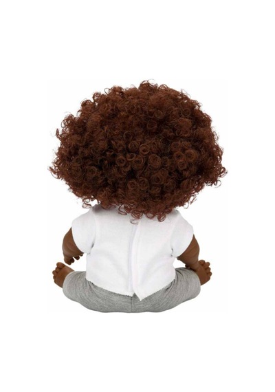 Kıvırcık Esmer Dada Bebek - Gri Eşofmanlı 35 Cm