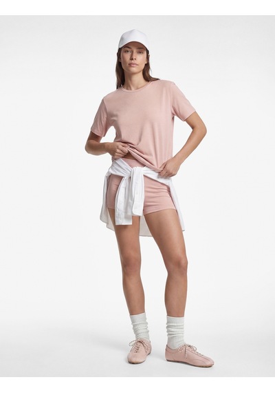 Koton Kısa Kollu Bisiklet Yaka Oversize Spor Tişört Pembe Melanj 6sak10056nk 56x