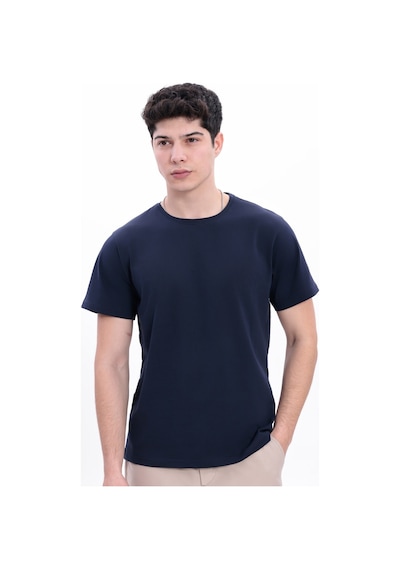 Myrab Denim Erkek Krem Basic Tişört Regular Fit Bisiklet Yaka %100 Pamuk 30/1 Süprem Kumaş Günlük T-shirt Lacivert