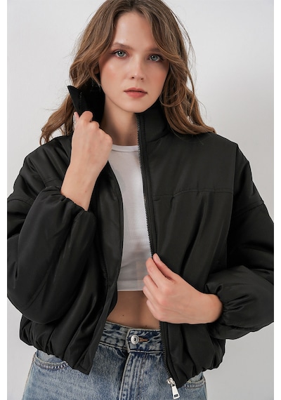 Bigdart Kadın Siyah Oversize Bomber Şişme Mont 5124 Siyah
