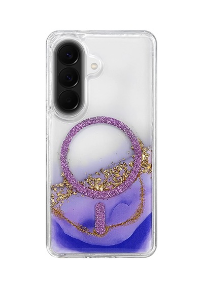 Onegif Samsung Uyumlu Galaxy A56 Lotus Simli Magsafe Kapak - Mor