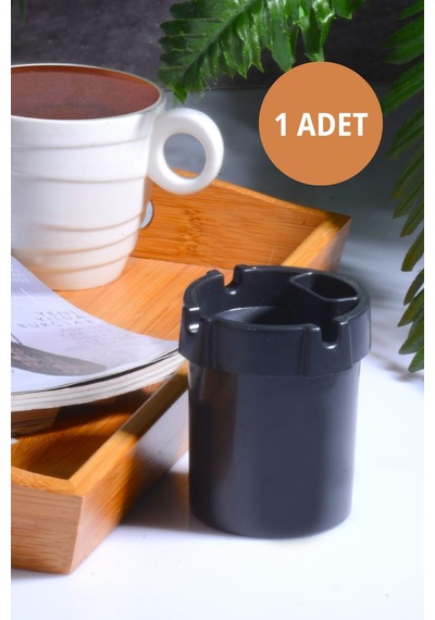 Rotanev Koku Yapmaz Çakmaklık Hazneli Siyah Plastik Küllük Oto Kül Tablası Kül Tabağı 1 Adet