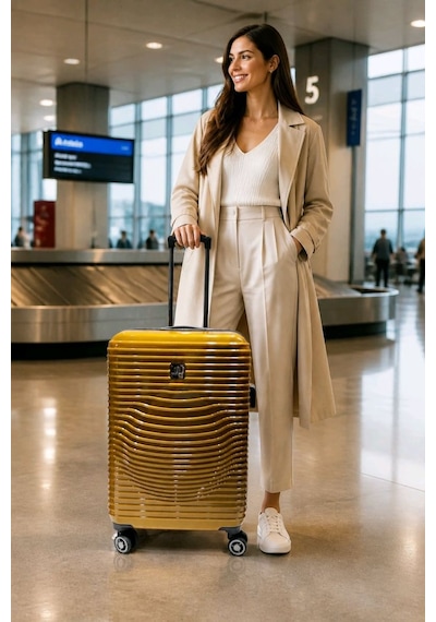 Albatros Monalisa Home Nippon Lüks Gold Renk Orta Boy Valiz Mavi - Siyah