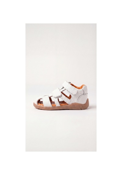 Pufien Çocuk Hakiki Deri Sandalet, Ortopedik Tabanlı, Kaydırmaz Kauçuk Taban, Cırt Cırtlı Unisex Premium Beyaz