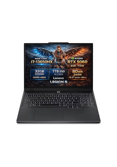 Lenovo Legion 5 15IRX10 83LY00PYTR i7-13650HX 32 GB 1 TB SSD RTX5060 15.3" Dos WUXGA Dizüstü Bilgisayar