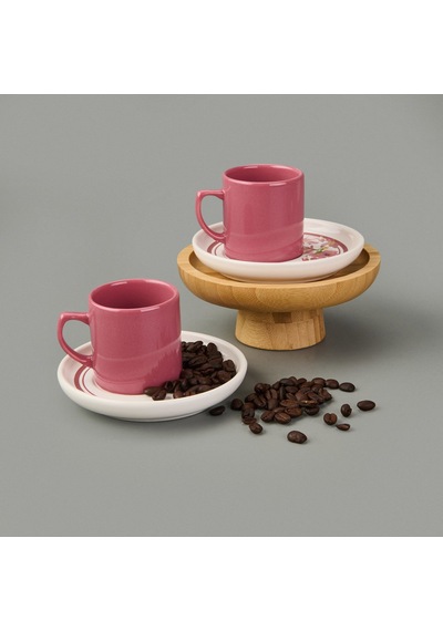 Kitchen Flowery Nordic 4 Parça Kahve Fincanı - Mürdüm - 110 Ml Çok Renkli
