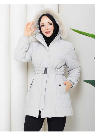 Eslemnur Nova Kumaş Şişme Mont 85cm Krem