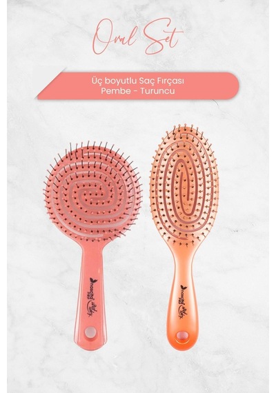 Nascita Professional Üç Boyutlu Oval Saç Fırçası Pembe Ve Turuncu 0
